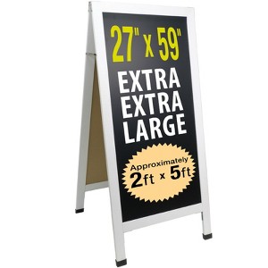 Excello Global Products Extra Large Sandwich Board Chalkboard Sign: 59"x27" Double Sided, Standing Sign A-Frame (White) - 1 of 4
