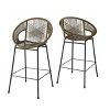 Set of 4 Outdoor Patio Barstools,Faux Wicker Bar Stools with Iron Frame,Modern Woven Bar Chairs for Garden or Balcony-Cuddlewood - 3 of 4