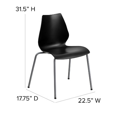 Hercules Series 770 lb. Black Polypropylene Stack Chair with Lumbar Support