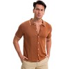 INSPIRE CHIC Men's Button Down Short Sleeve Lightweight Casual Summer Vintage Knit Polo Shirts - 2 of 4