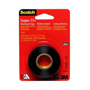 Scotch 3/4"x450" Super 33+ Electrical Tape Black: Industrial Vinyl Tape for Electrical Use - 1 of 4