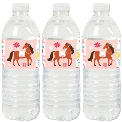 Big Dot of Happiness Run Wild Horses - Pony Birthday Party Water Bottle Sticker Labels - Set of 20