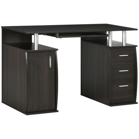 HOMCOM L Shaped Computer Desk with Storage Shelves Home Office Desk with Drawers and Cabinets Black