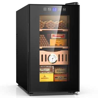 Mojgar 25L Electric Humidor Cigar Cooler with Spanish Cedar Wood Shelves, Max 200 Capacity
