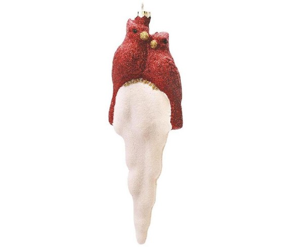 Northlight 7.5" Merry & Bright Red and White Glitter Shatterproof Cardinal Birds Christmas Ornament
