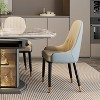 POVISON Contemporary Upholstered Dining Chairs Set of 2, High Back Armchairs, Blue - 3 of 4