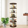 ORRD 5-Tier 360° Rotating Bookshelf, Wood & Metal Stackable Swivel Bookcase Tower, Space-Saving Gold - 2 of 4