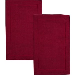 Hawmam Linen Bath Mats, Pack of 2-100% Ring Spun Cotton, Banded Design, Highly Absorbent, Machine Washable for Bathroom Floor Towel - 1 of 4