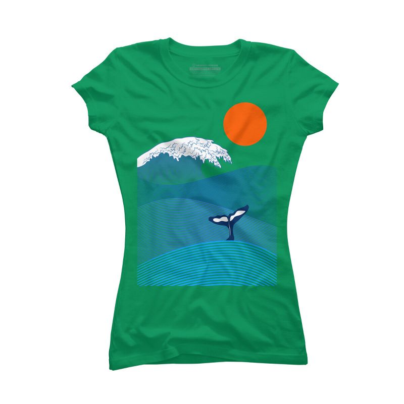 Junior's Design By Humans Whale on the Wave By DancingColors T-Shirt, 1 of 4