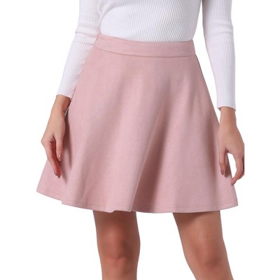INSPIRE CHIC Women's Basic Faux Suede Flared Casual Mini Skater Skirt