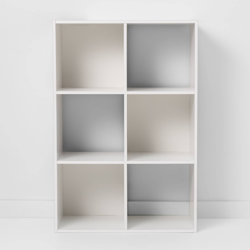 11" 6 Cube Organizer Shelf White - Room Essentials™: Modern Bookcase, Stackable, Horizontal/Vertical Display