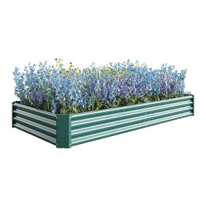 DOMETOUR Raised Garden Bed Kit - Metal Raised Bed Garden 7.6x3.7x0.98ft for Flower Planters, Vegetables Herb - 1 of 4