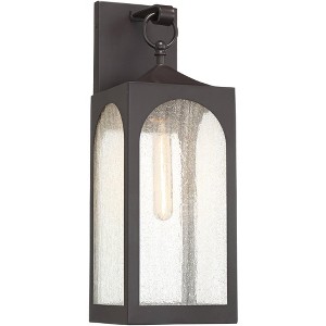 Possini Euro Design Tyne Modern Wall Light Sconce Bronze Metal Hardwire 7" Fixture Clear Seedy Glass for Bedroom Bathroom Vanity Reading Living Room - 1 of 4