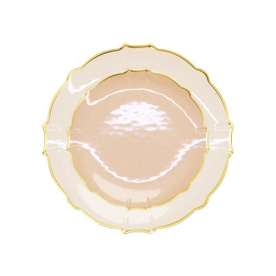 Elegant Rose Gold Rimmed Disposable Plastic Plates Set for 40 Guests