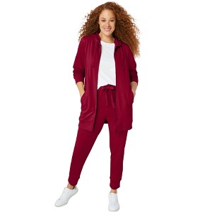ellos French Terry Long Zip Front Hoodie - 1 of 4