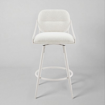 Art Leon Comfortable Fabric Mid-century Modern Swivel Barstool with Wood Back and Metal Frame