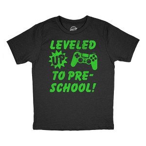 Youth Funny T Shirts Leveled Up to Pre School Sarcastic Video Game Graphic Novelty Graduation Tee for Kids - Crazy Dog Youth T Shirt For Gamers - 1 of 4