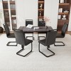7-Piece Extendable Dining Set with Rectangle Kitchen Table and 6 PU Armless Chairs - 3 of 4