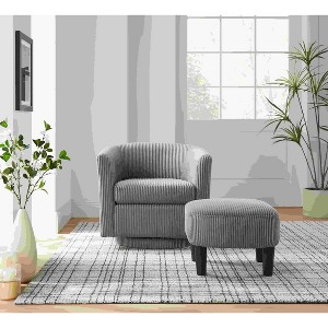 Racxily 360° Swivel Accent Chair withCorduroy Skin-Friendly Sturdy, Modern Elegant Comfy Chair for Living Room Bedroom Study, Rubber Wood Frame - 1 of 4