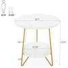 Syemin End Tables Round Faux Marble End Table, 2-Tier Round Side Table, Modern Small Coffee Table for Living Room, Bedroom, White, 18.9"*18.9"*21.65" - 3 of 4