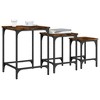 vidaXL 3-Piece Nesting Coffee/Side Table Set - Smoked Oak Engineered Wood with Metal Frame for Living Room, Bedroom, Office - 3 of 4
