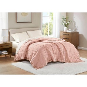 Soft Cozy Throw Blanket for All Seasons, Lightweight 100% Polyester Microfiber Bed Blanket, Blush, Twin - 1 of 4