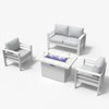 LayinSun Aluminum Furniture Set with Fire Pit Table, 4 Pieces Patio Sectional Conversation Chat Sofa Modern Seating Set - 2 of 4