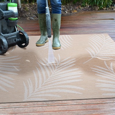 Natural Floral Palm Leaves Flat Weave Indoor/Outdoor Rug 5' x 7'