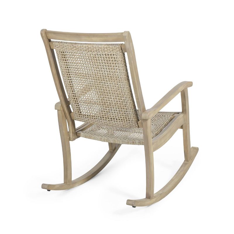 Lucas Outdoor Rustic Wicker Rocking Chair - Light Brown - Christopher Knight Home, 4 of 12