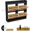 Shoe Storage Cabinet with 4 Flip Drawers, Wood Shoe Cabinet with Rattan Doors & Adjustable Shelves, Freestanding Shoe Organizer for Entryway, Hallway - 2 of 4
