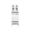 Okak 70.87IN Folding Table with Bookshelf, Standing Desk with 4 Shelves, 1 Drawer and 2 Glass Doors, Writing Desk for Study, Reading Room - 4 of 4