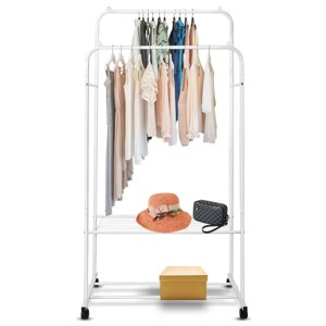 Racxily Garment Hanging Rack Clothing Hanging Rail Pillow Shoe Display Organizer Stand Rolling Wheel Clothes Organizer - 1 of 4