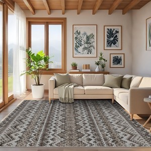 Vintage Rug Washable Rug for Living Room, Soft Non-Shedding Carpet with Non Slip Rubber Backing, Low Pile Thin Printed Mat, Retro Carpet - 1 of 4