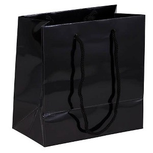 JAM PAPER Gift Bags with Rope Handles - Small Square - 6 1/2 x 6 1/2 x 3 1/2 - Black Glossy - 3/Pack - 1 of 1