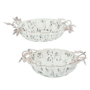 Transpac Metal 21.75 in. White Harvest Rustic Pumpkin Tray Set of 2 - 1 of 2