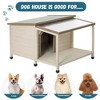 Wood Dog House Outside, Dog House with Open Roof and Terrace Durable Waterproof Dog House - 2 of 4