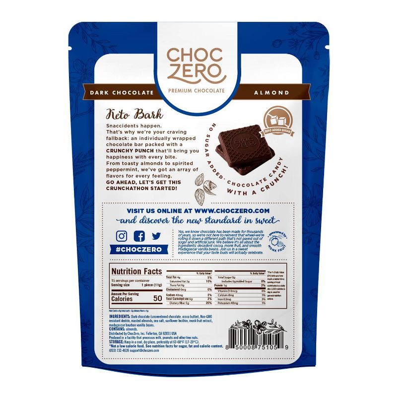 Choc Zero Dark Chocolate Almond Keto Bark - 6oz, 2 of 4