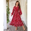 Fall Casual Dresses for Women Empire Waist V Neck Long Sleeve Maxi Ruffle Dress  Wedding Guest Dress - 3 of 4