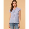 Allegra K Women's Summer Floral Chiffon Tie V Neck Ruffled Short Sleeve Shirt - 3 of 4