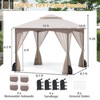 Costway 10 X 10/12 FT Patio Gazebo with Netting Walls 4 Sandbags Zippered Doors Outdoor Gray/Beige - 3 of 4