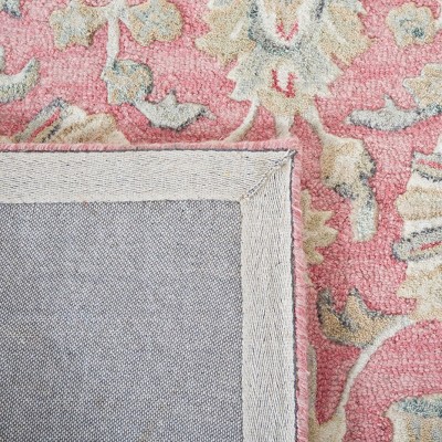 Ivory and Pink Floral Hand-Tufted Wool Area Rug 4' x 6'