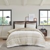 Gulches Mila 3 Piece Taupe White Botanical Chevron Cotton Queen Comforter Set - 2 of 4
