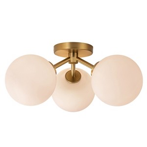 LLHZSY Modern 3-Light 18 3/25" W Semi Flush Mount Ceiling Lights With Opal Glass Shade-Gold/Black/Gold&Clear Glass - 1 of 4