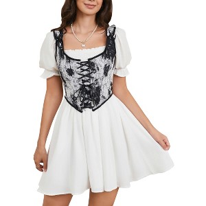 BLUEMING Bustier Tops for Women Vintage Floral Front Lace Up