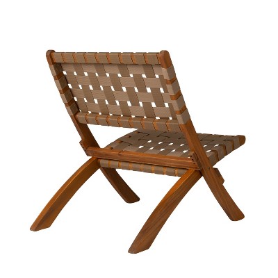 Sava Brown Acacia Wood Folding Chair with Woven Seat