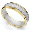 Pompeii3 Mens 14K White & Yellow Gold Two Tone Brushed Wedding Band - 3 of 4