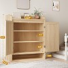 Rattan Shoe Cabinet with 2 Doors, 5-Tier Shoe Storage Cabinet with Adjustable Shelves, Wooden Shoe Storage Organizer - 3 of 4