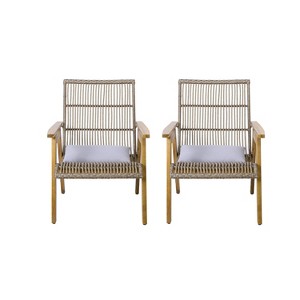 Christopher Knight Home Avani Outdoor wood and Wicker Club Chair - 1 of 4