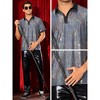 INSPIRE CHIC Men's Sequin Contrast Color Collar Short Sleeved Party Disco Polo Shirts - 4 of 4