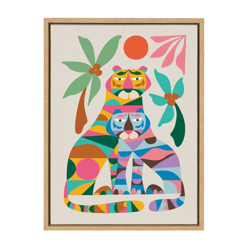 Kate &#38; Laurel All Things Decor 18&#34;x24&#34; Sylvie MCM Tiger Love Framed Wall Art by Rachel Lee Natural Colorful Mid-Century Animal Wall Art, 2 of 7